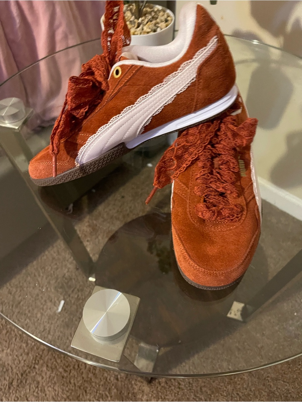 Puma Women's Rust Suede Sneakers with White Formstrip